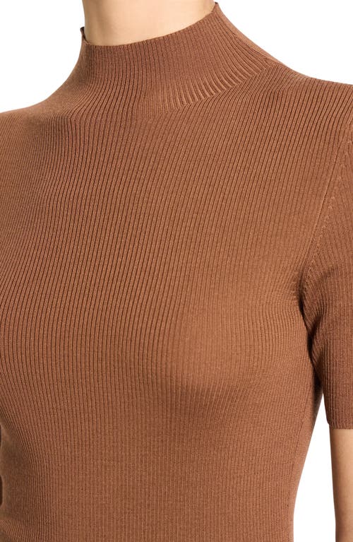 Theory Leenda Short Sleeve Mock Neck Sweater In Brown