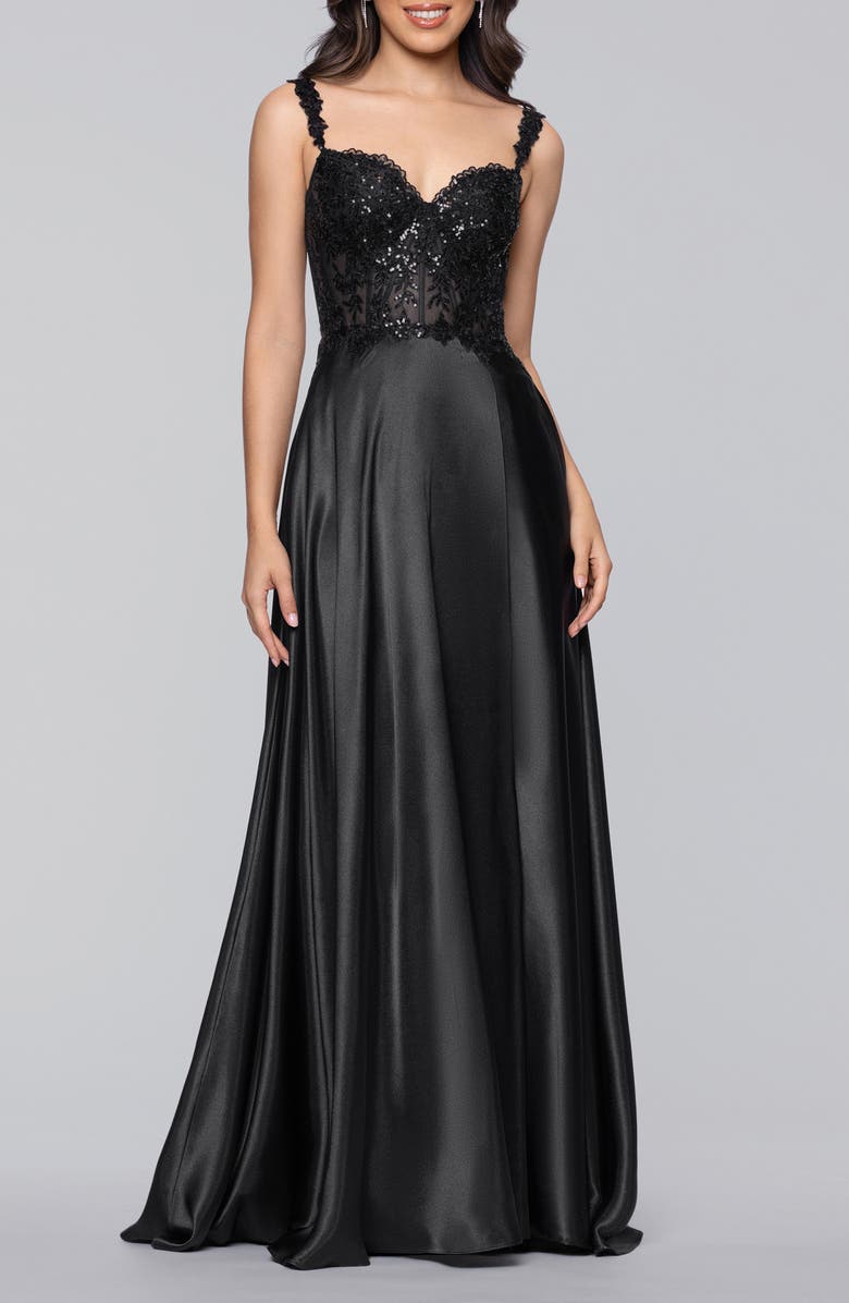 Blondie Nites Sequin Satin Gown, Main, color, 