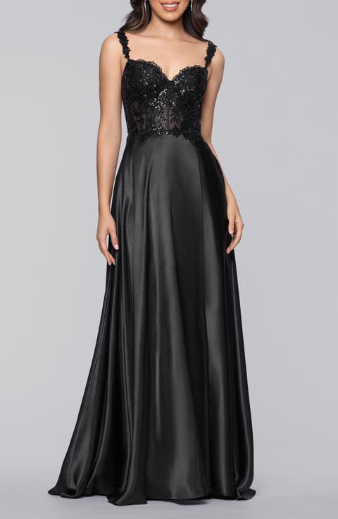 Sequin Satin Gown