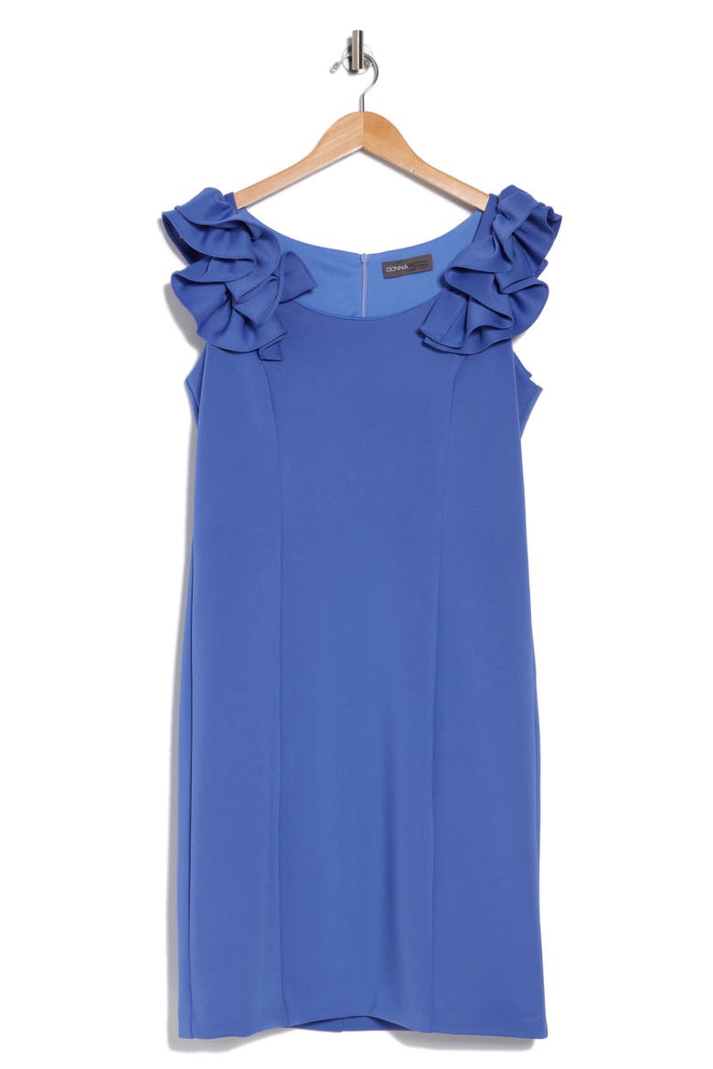 Donna Ricco Ruffle Shoulder Sheath Dress, Alternate, color, PERIWINKLE