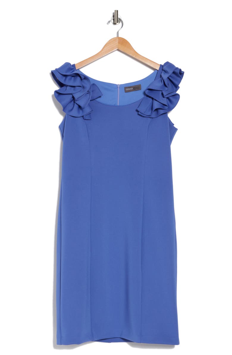 Julia Jordan Donna Ricco Ruffle Shoulder Sheath Dress, Alternate, color, Periwinkle