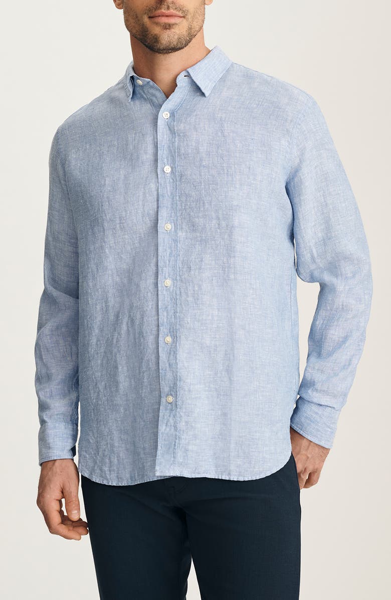34 Heritage Linen Button-Up Shirt, Main, color, Dark Blue