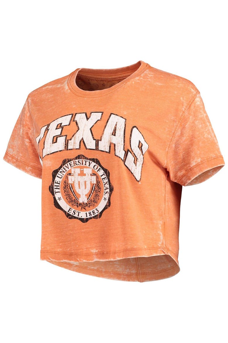 Women's Pressbox Texas Orange Texas Longhorns Edith Vintage Burnout Crop T-Shirt, Alternate, color, Burnt Orange