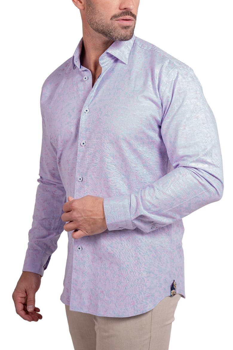 Fibonacci Ascension Contemporary Fit Button-Up Shirt, Alternate, color, PINK