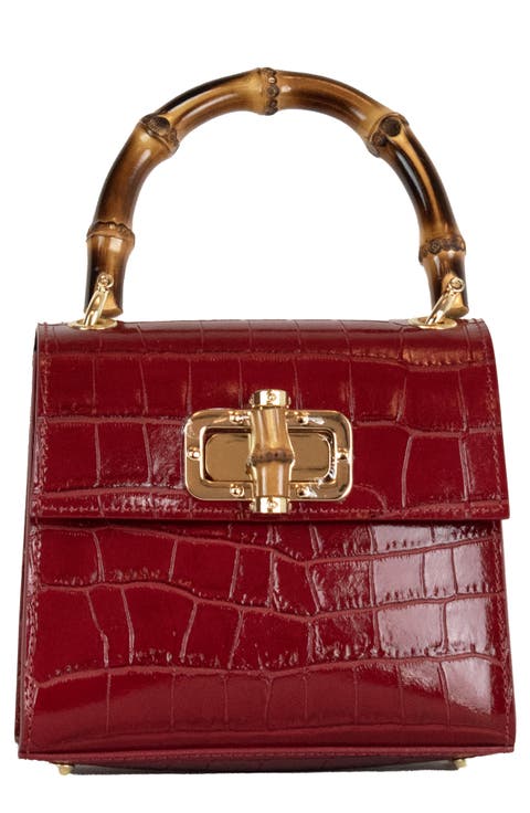 Ellie Croc Embossed Top Handle Bag