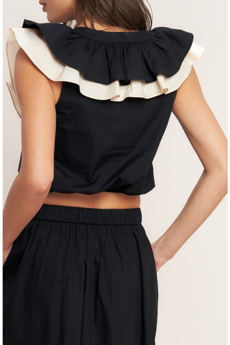 Ruffle Crop Top, Alternate, color, BLACK CREAM