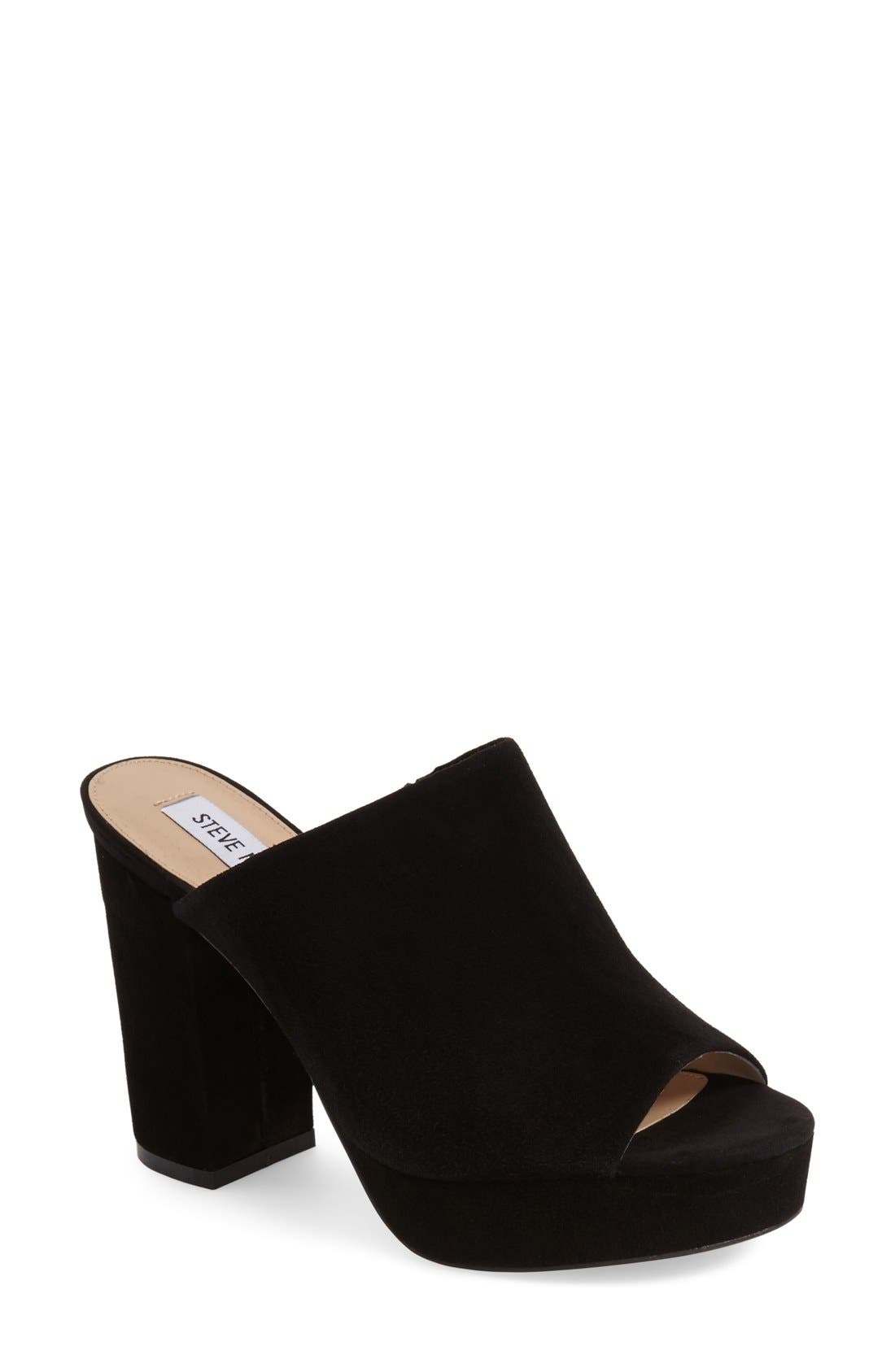 'Stonnes' Platform Sandal, Main, color, BLACK SUEDE