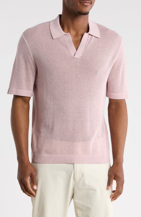 Short Sleeve Johnny Collar Knit Polo