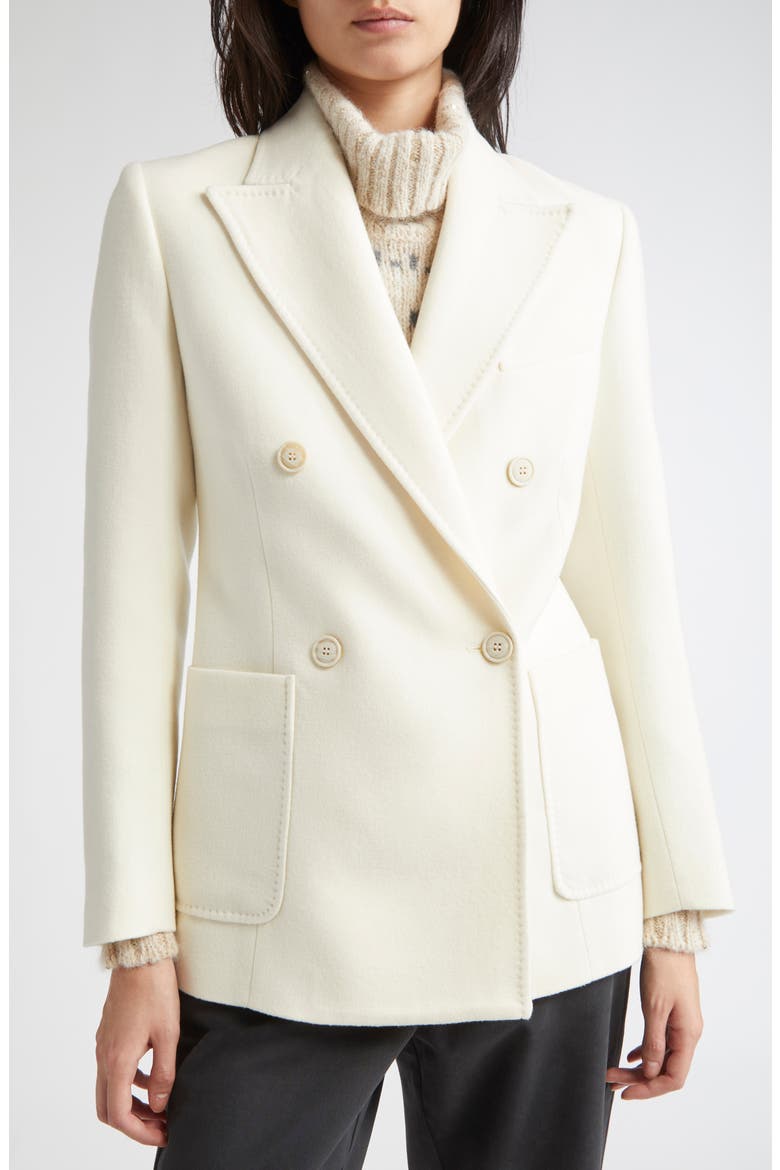 Double Breasted Wool Blazer, Alternate, color, 01 WHITE