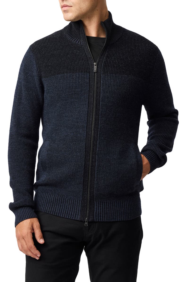 Rodd & Gunn Newall Merino Wool Zip Cardigan, Main, color, Eclipse