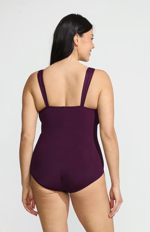 Lands' End Slendersuit Grecian Tummy Control Chlorine Resistant One Piece Swimsuit In Dark Wine