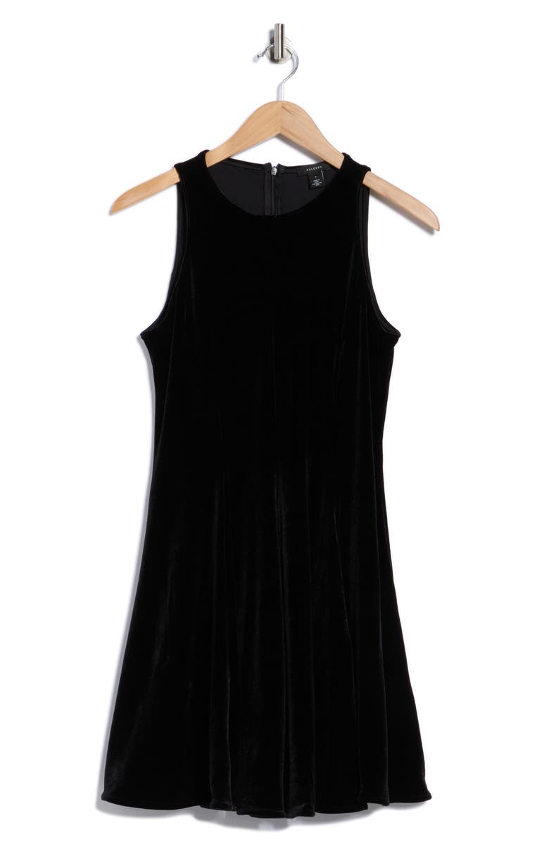 Halogen<sup>®</sup> Velour A-Line Midi Dress, Alternate, color, Rich Black
