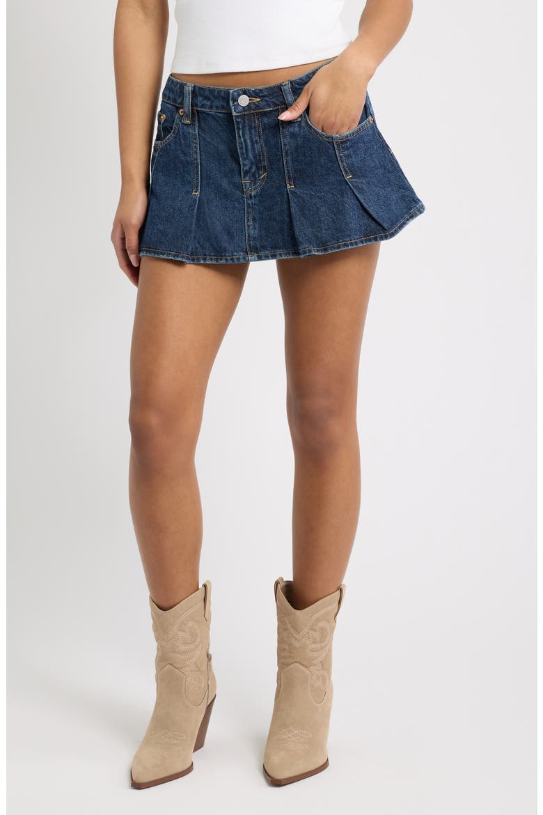 Piper Denim Micro Miniskirt, Main, color, MEDIUM INDIGO