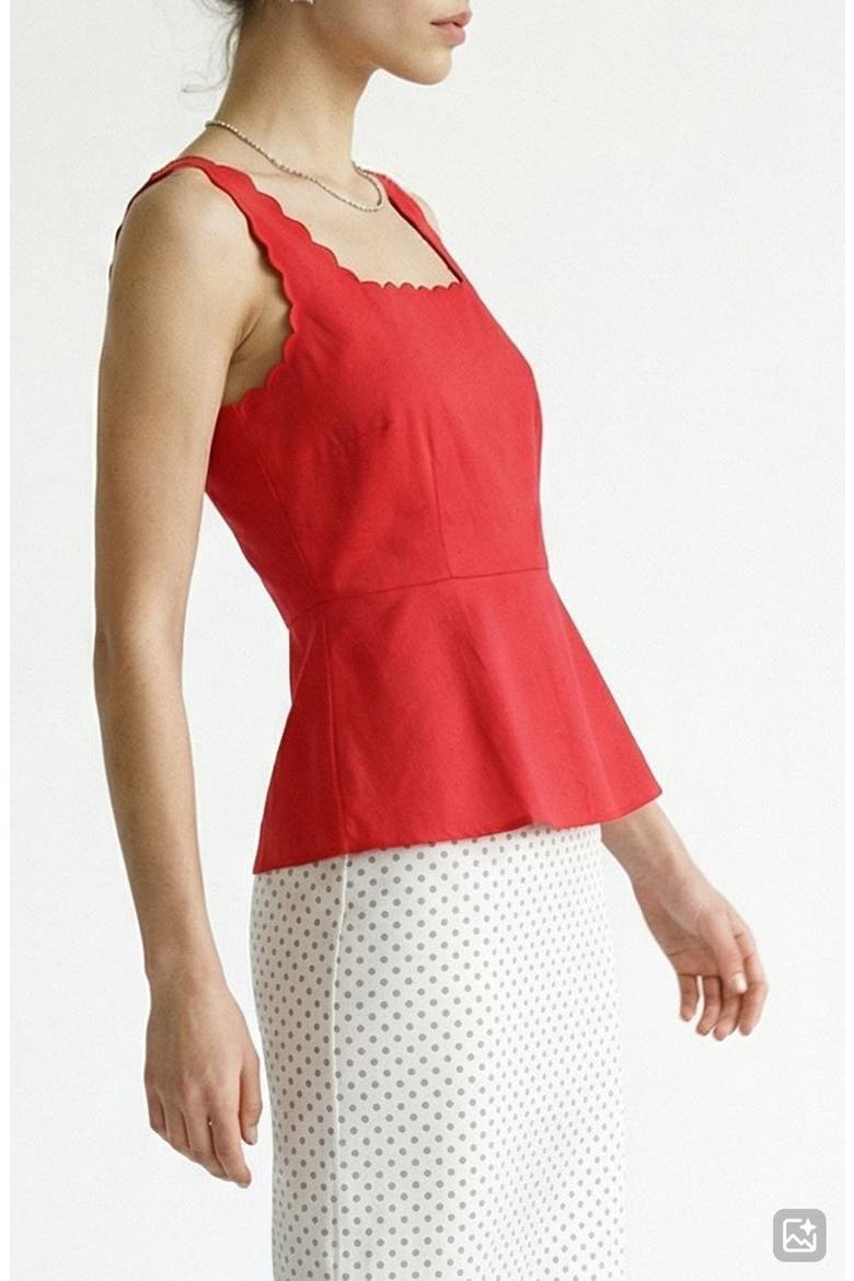Julietta Scallop Trim Peplum Top, Alternate, color, POINSETTIA