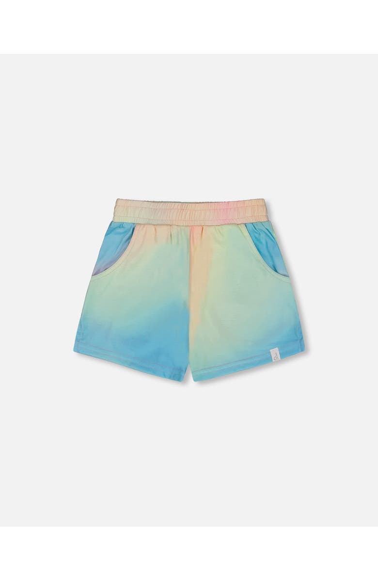 Deux par Deux Little Girl's Printed Short Multicolored Tie Dye, Main, color, 