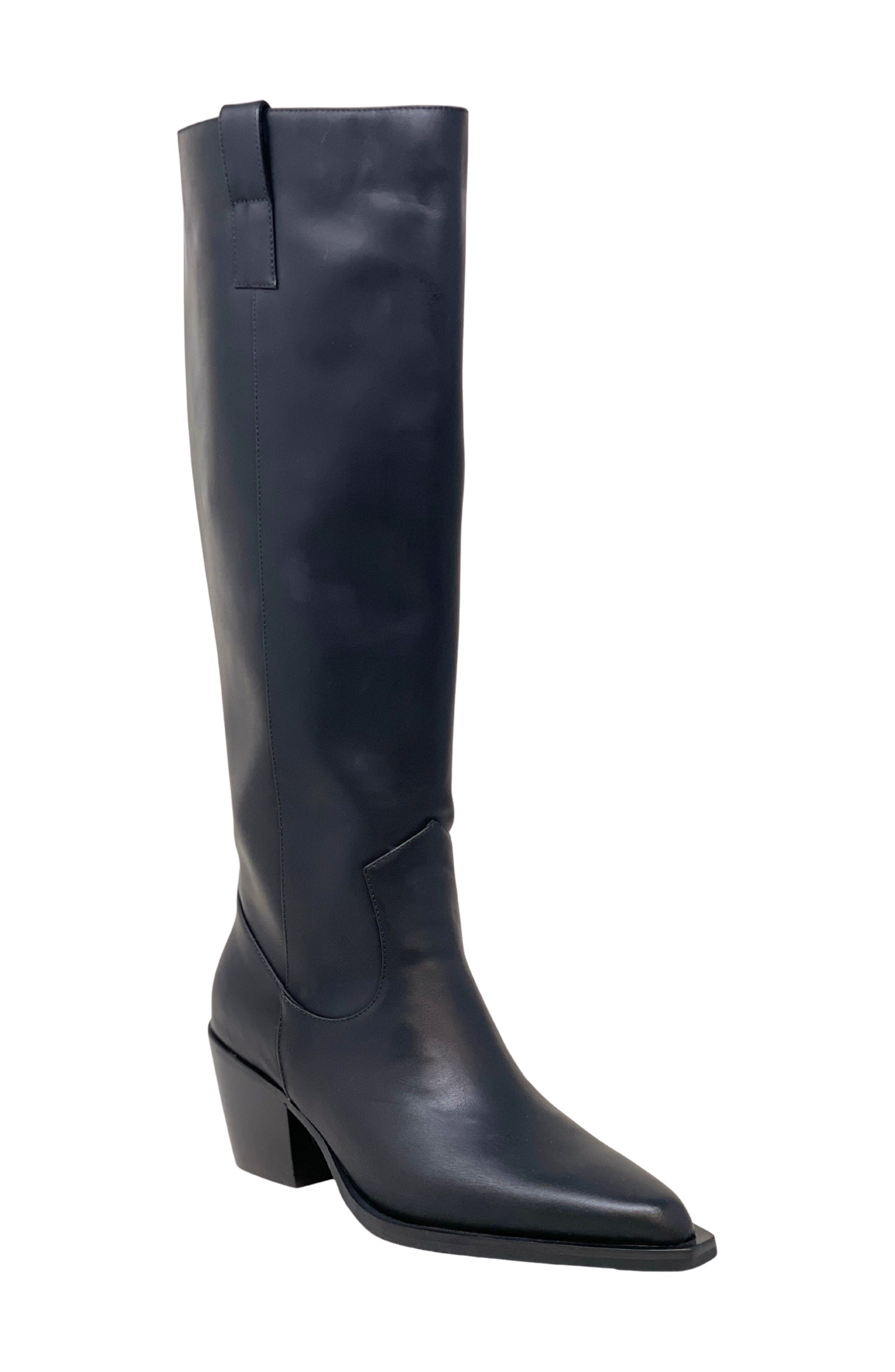 SHUSHOP Vienna Knee High Western Boot, Main, color, Black