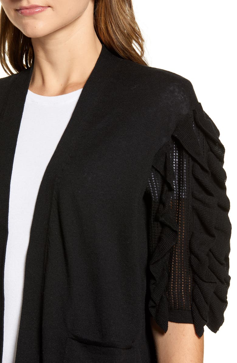 Rachel Parcell Ruffle Sleeve Cardigan Sweater, Alternate, color,