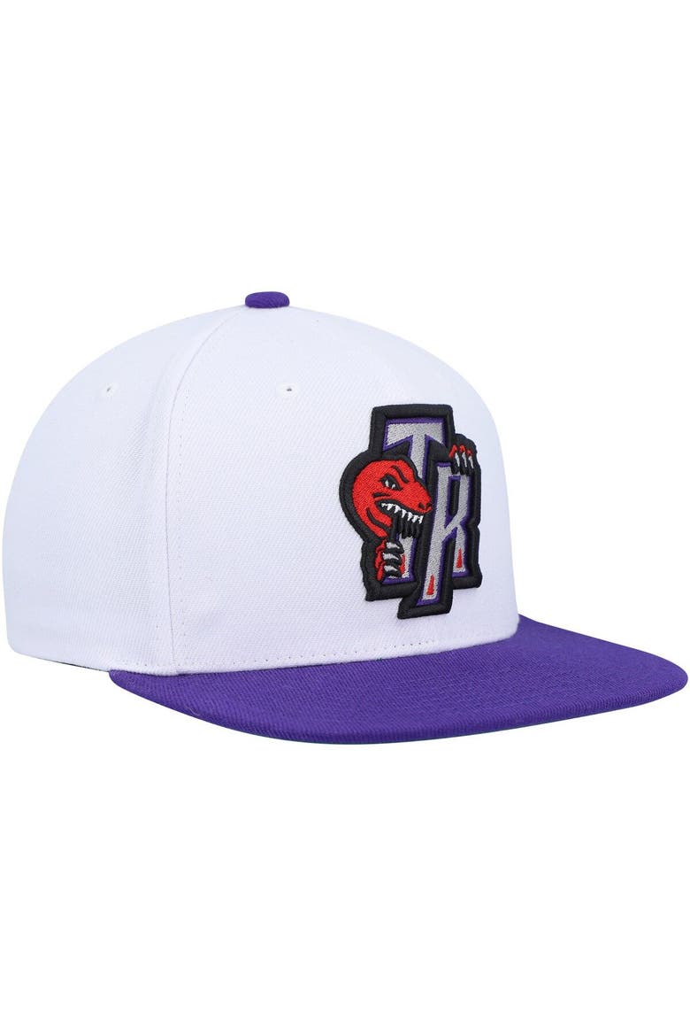 Men's Mitchell & Ness White/Purple Toronto Raptors Hardwood Classics Essentials Two-Tone Basic Snapback Hat, Alternate, color, White