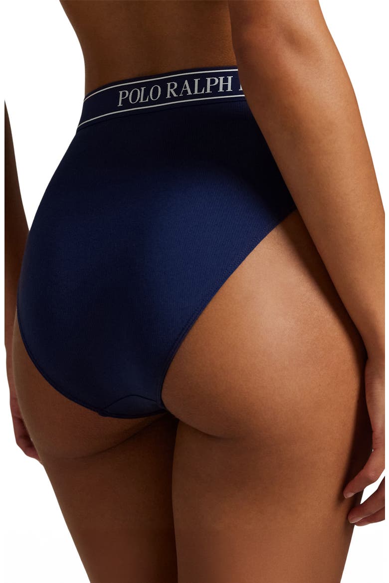 Logo Band Assorted 3-Pack High Waist Tangas, Alternate, color, NAVY/ NAVY/ NAVY