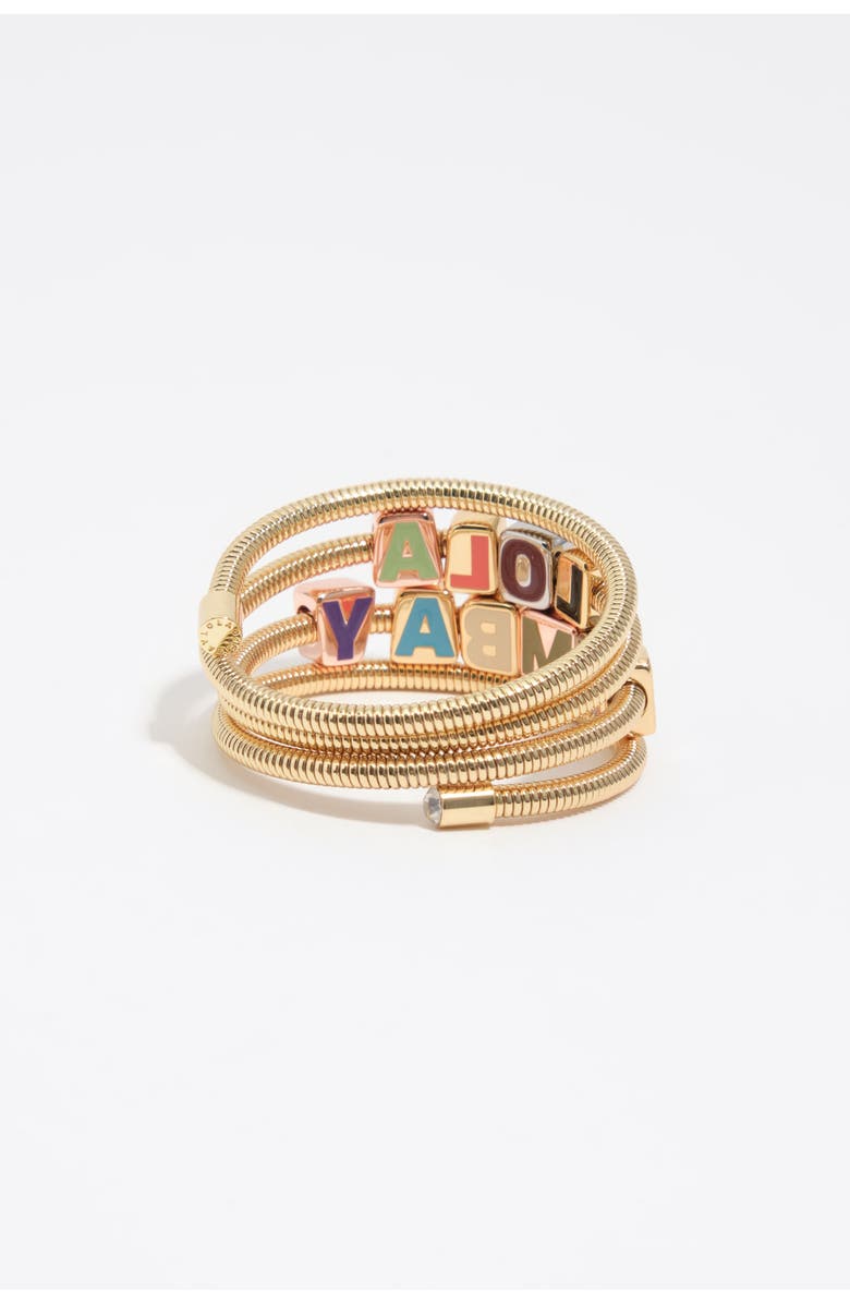 Bimba y Lola Spiral Bracelet With Multicolored Dice Logo, Alternate, color, Gold