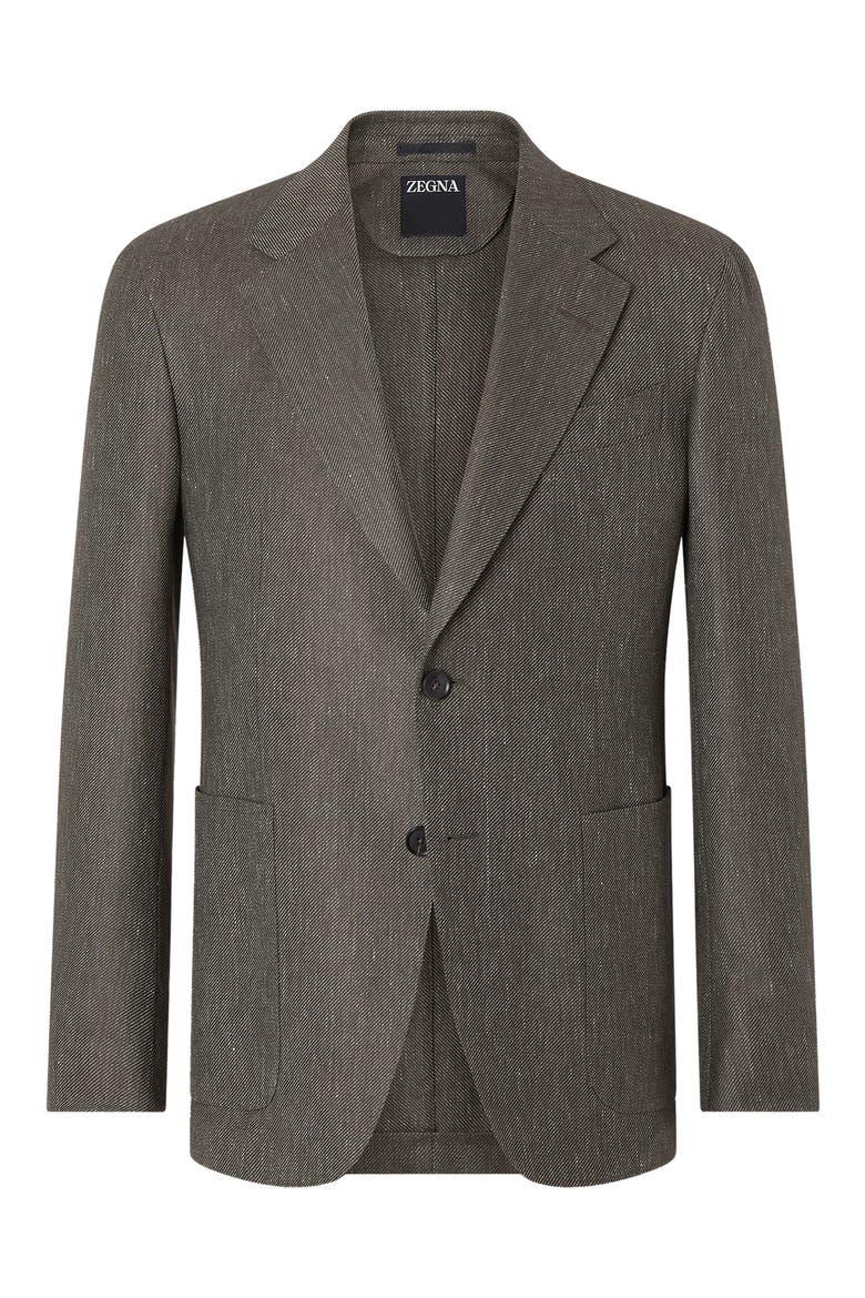 Cashmere, Silk & Linen Dinner Jacket, Alternate, color, DARK OLIVE GREEN