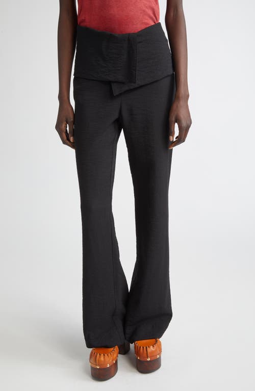 Emily Dawn Long Blake Foldover Waist Cotton Pants In Black