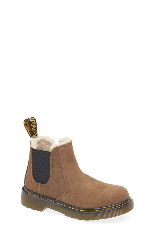 Dr. Martens' Dr. Martens Kids' 2976 Leonore Faux Fur Lined Chelsea Boot In Dark Khaki Bronx Suede