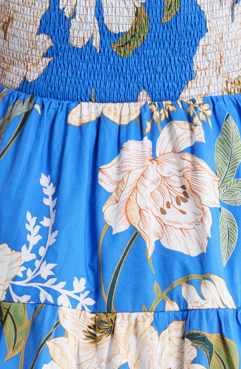 SUGARLIPS Roswell Floral Smocked Minidress, Alternate, color, Blue-Cream