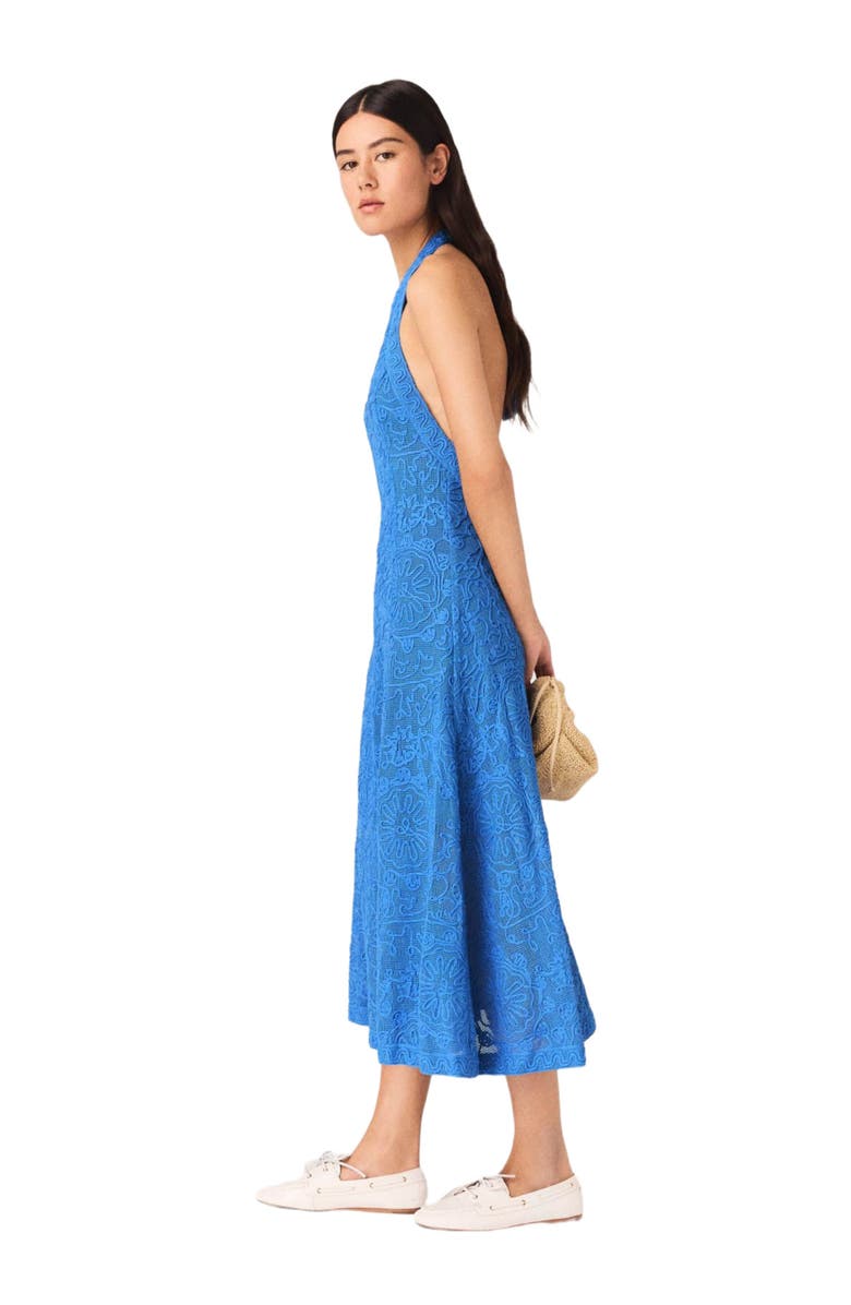 maje Backless guipure maxi dress, Alternate, color, Blue