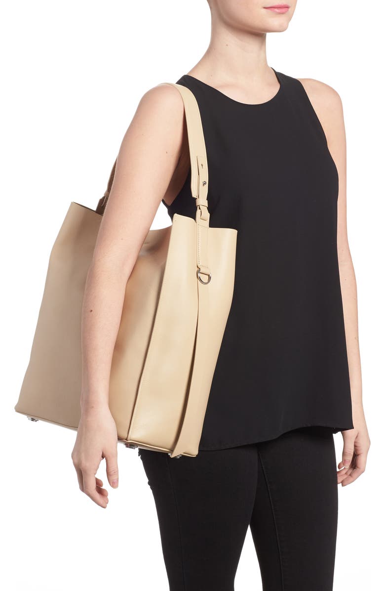 AllSaints 'Paradise North/South' Calfskin Leather Tote, Alternate, color,