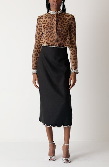 Zimmermann Crystal Embellished Leopard Print Linen & Silk