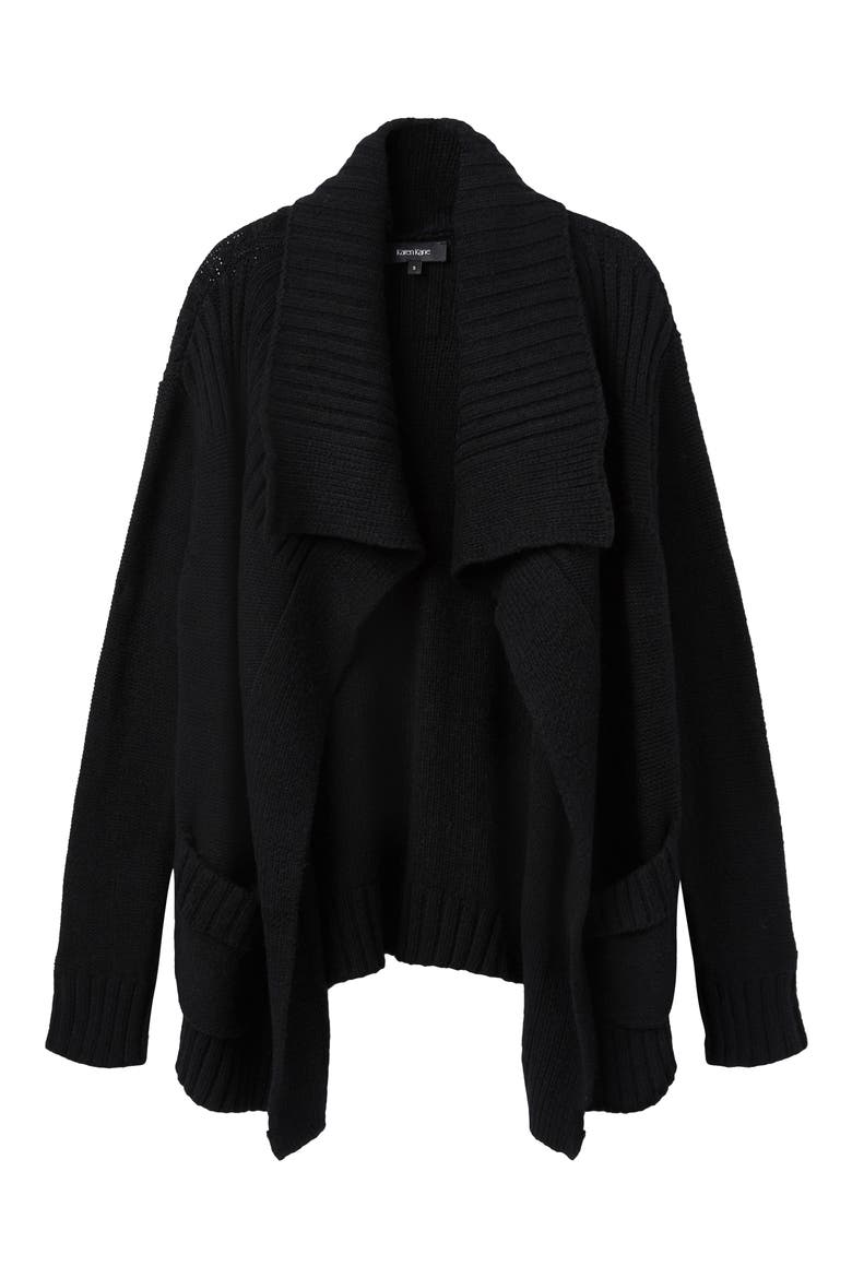 Shawl Collar Open Cardigan, Alternate, color, BLACK