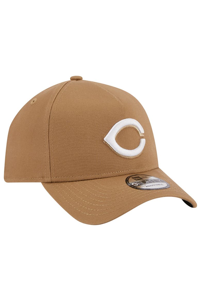 Men's New Era Khaki Cincinnati Reds A-Frame 9FORTY Adjustable Hat, Alternate, color, Khaki
