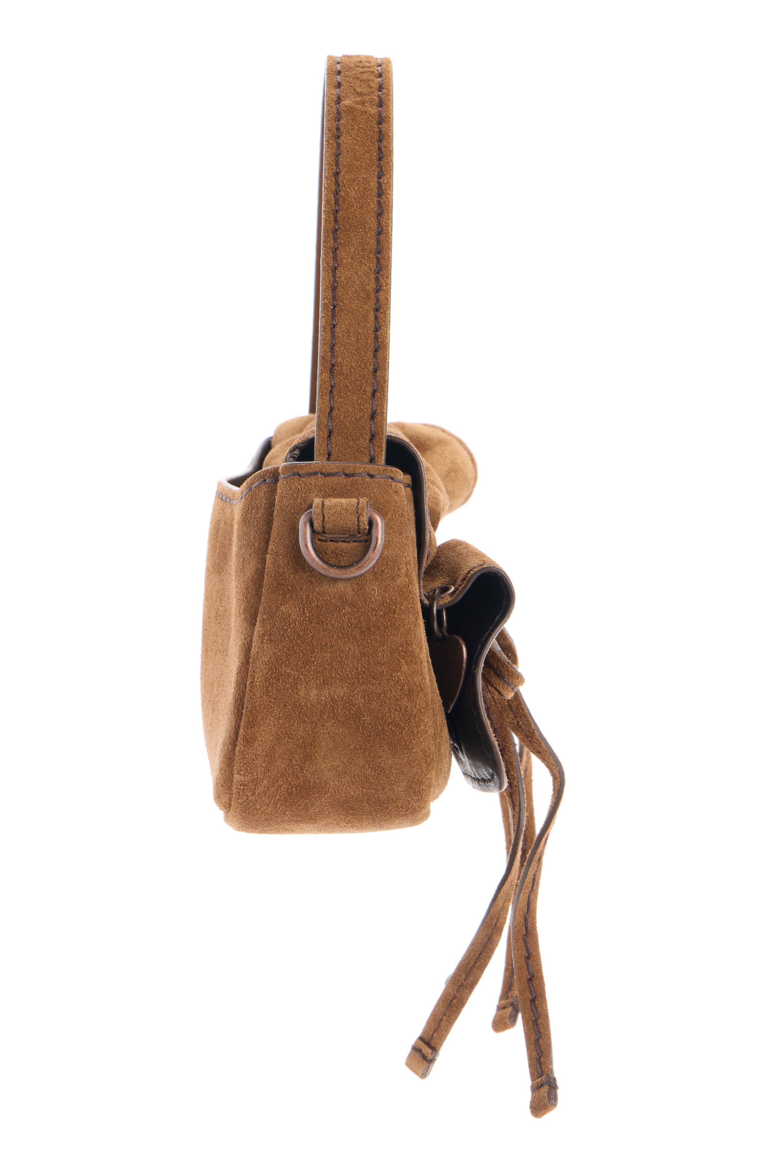 Acne Studios Micro Multipocket Suede Crossbody Bag, Alternate, color, Cognac Brown