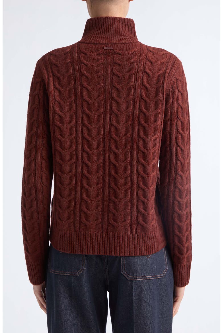 Libero Cable Knit Cashmere Quarter Zip Sweater, Alternate, color, RUST