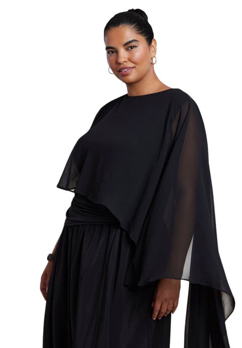 Asymmetric Top With Chiffon Cape