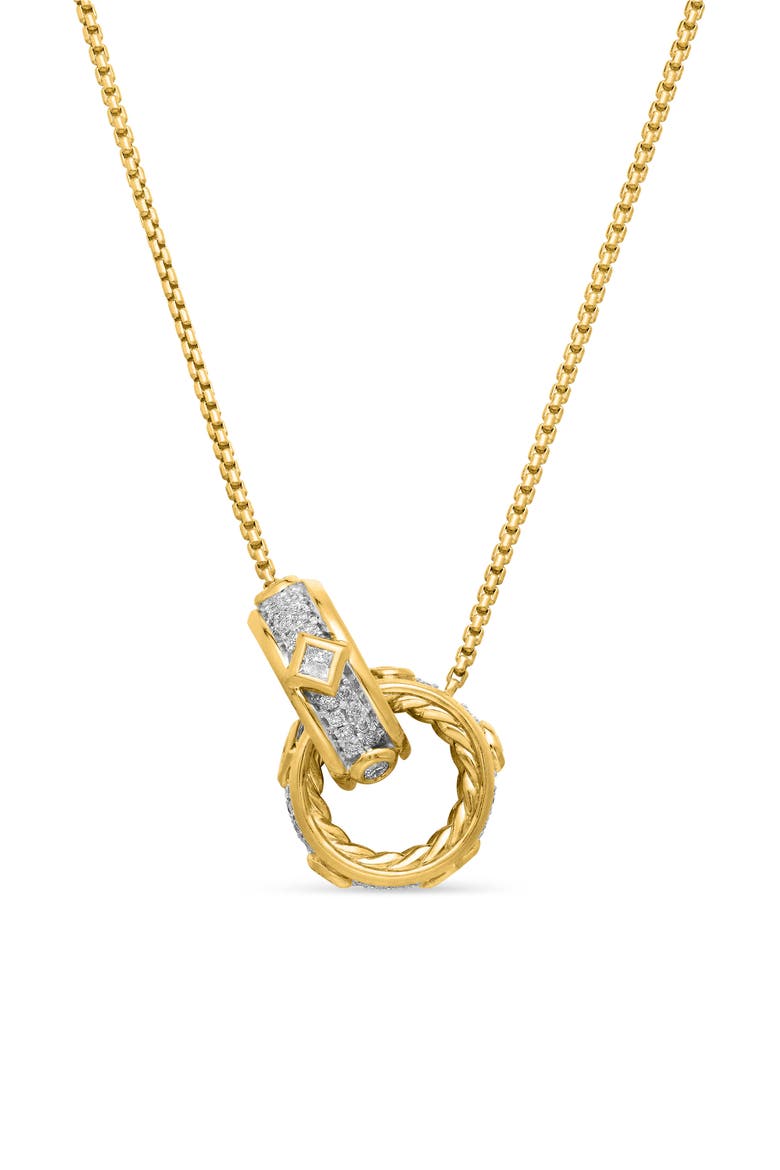 Modern Renaissance Double Pendant Necklace in 18K Yellow Gold with Full Pavé Diamonds, Alternate, color, 18K YELLOW GOLD