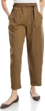 MAX STUDIO Belted Pique Barrel Leg Pants