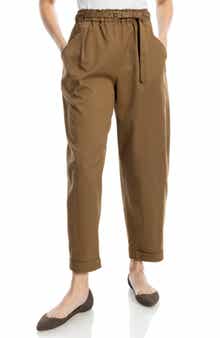 MAX STUDIO Belted Pique Barrel Leg Pants
