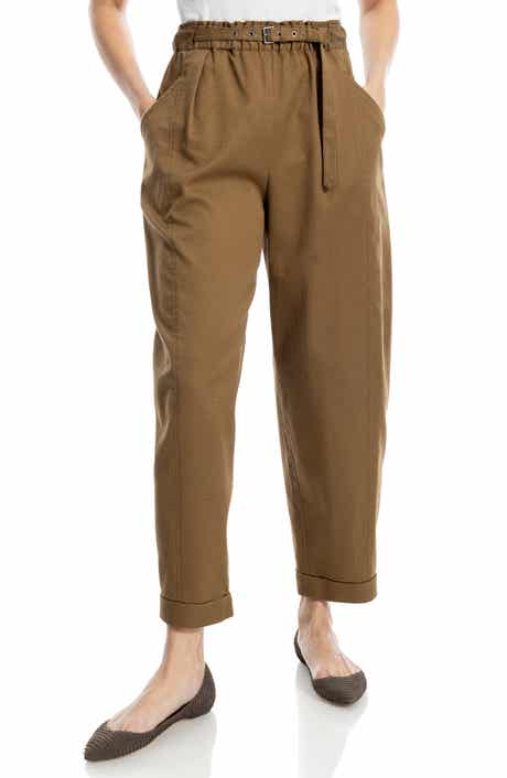 MAX STUDIO Belted Pique Barrel Leg Pants