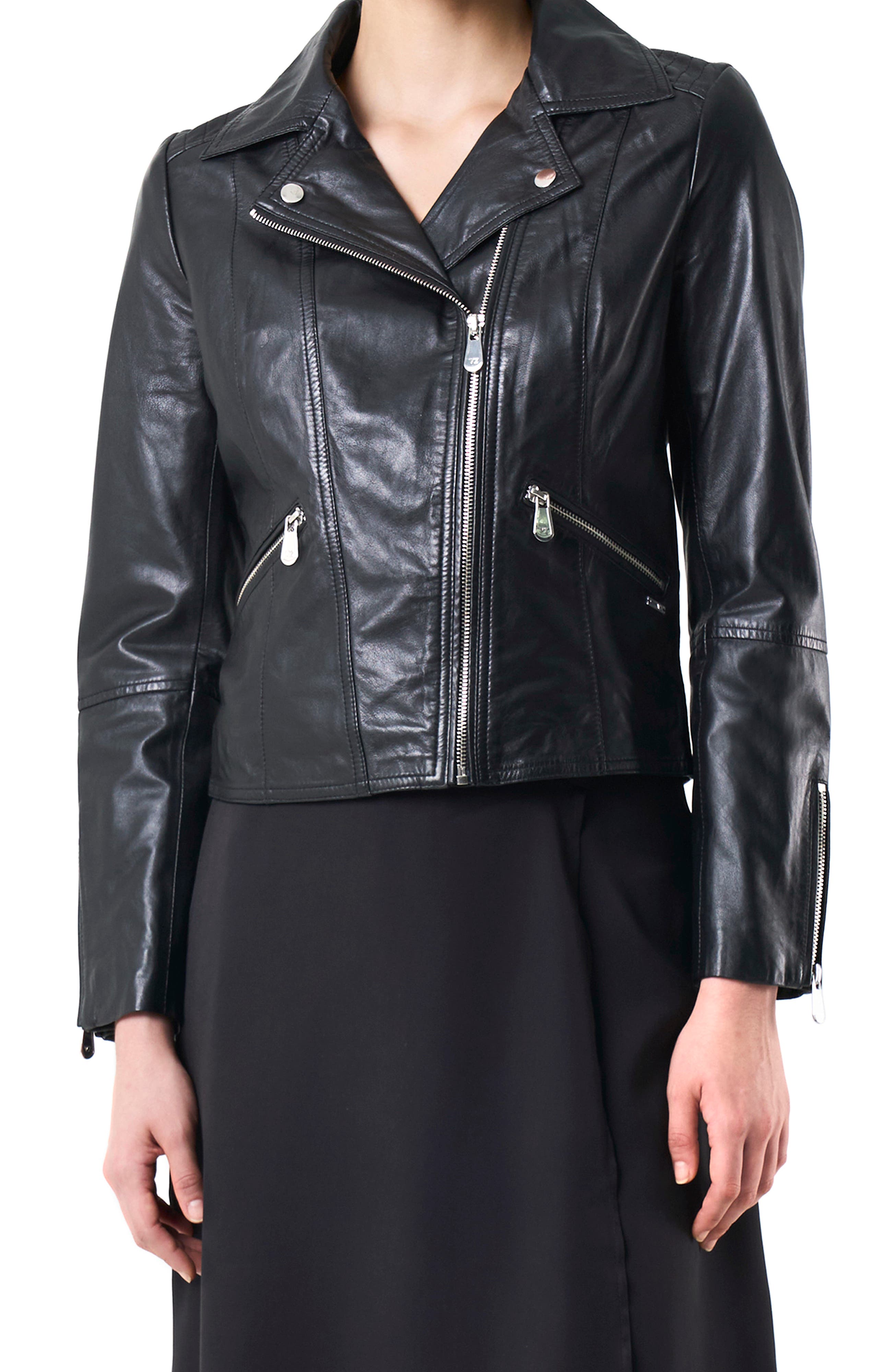 Biker Leather Jacket With Epaulets - image 2