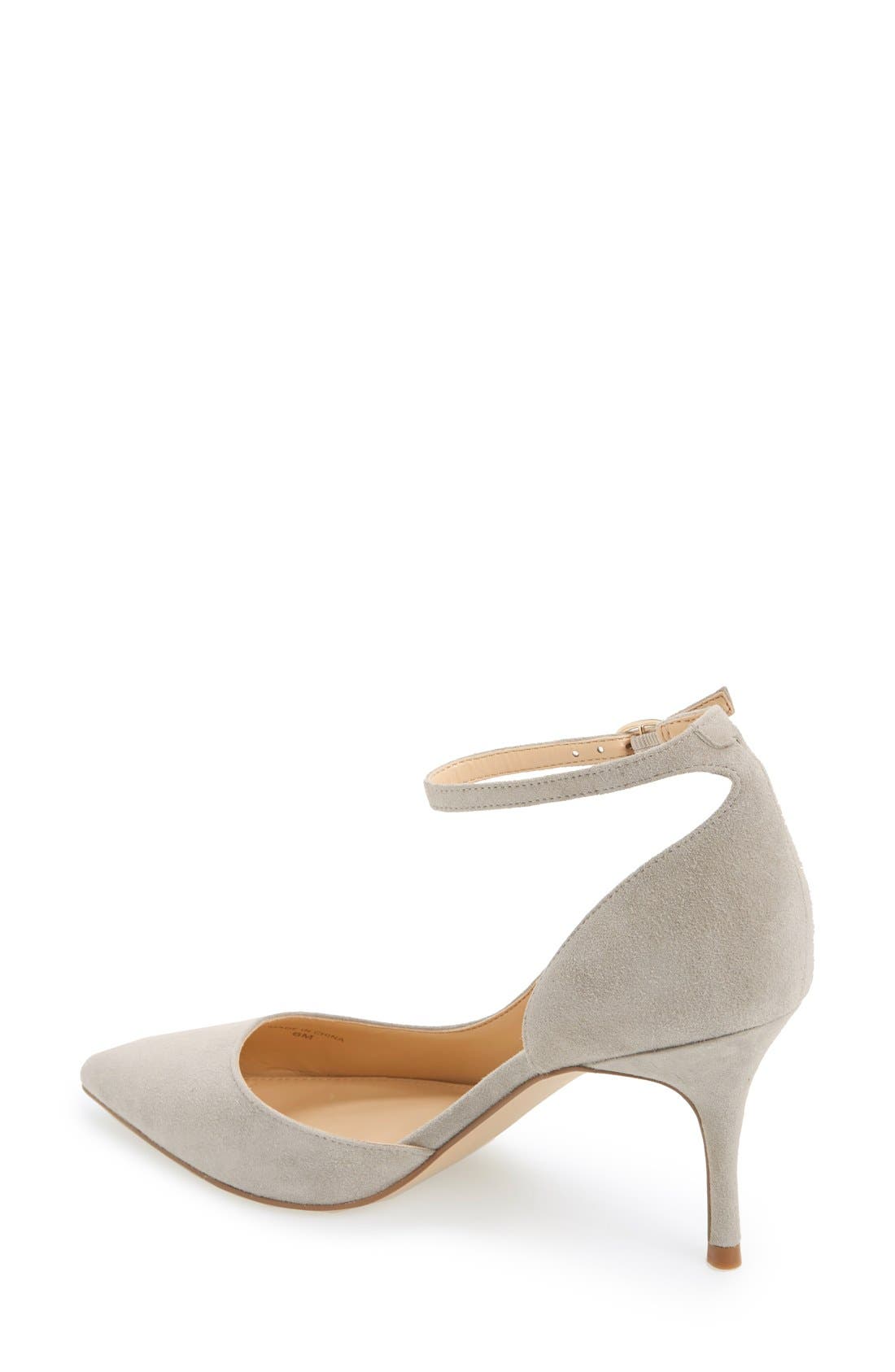 'Brita' Ankle Strap Pointy Toe Pump, Alternate, color, LIGHT MUSHROOM SUEDE