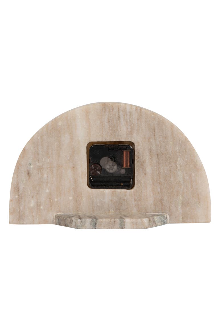 Decorative Half Moon Marble Mantel Clock, Beige and Black, Alternate, color, Natural