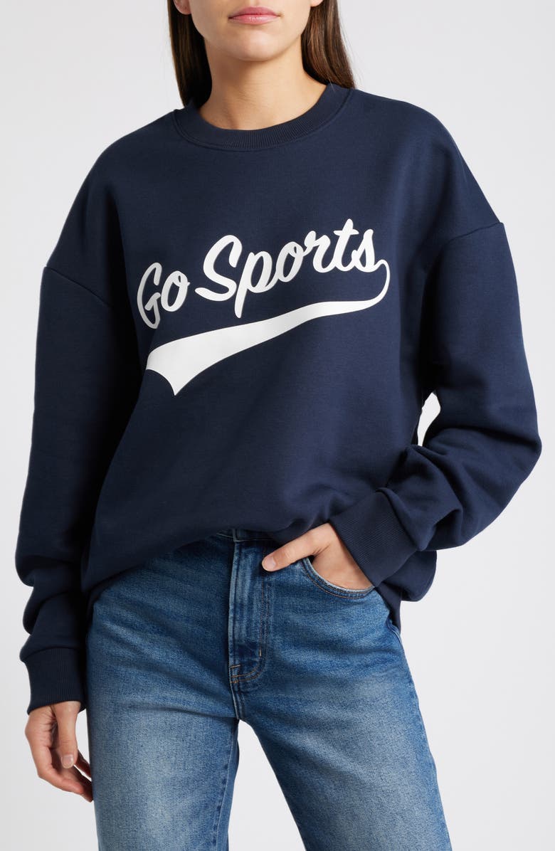 Favorite Daughter Go Sports Sweatshirt, Main, color, Dark Navy