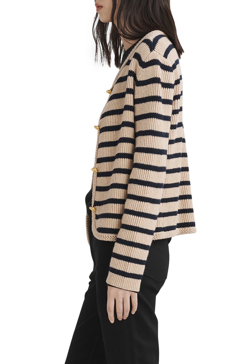 Nancy Stripe Wool Blend Cardigan, Alternate, color, OATMEAL