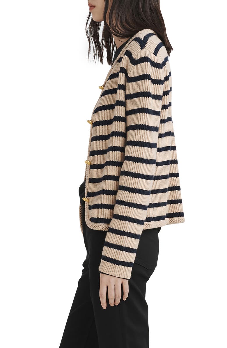 rag & bone Nancy Stripe Wool Blend Cardigan, Alternate, color, 