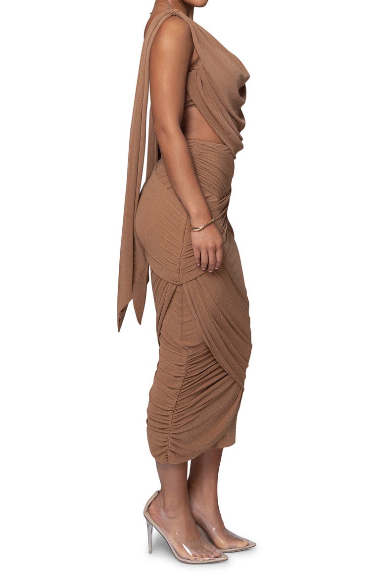 Divine Drape Sleeveless Dress, Alternate, color, BROWN