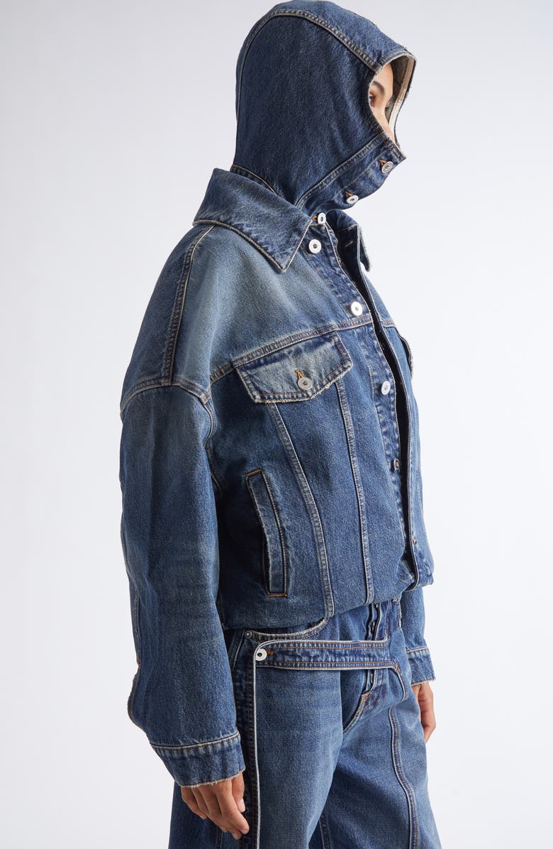 Jean Paul Gaultier Hooded Double Layer Denim Jacket, Alternate, color, Vintage Blue