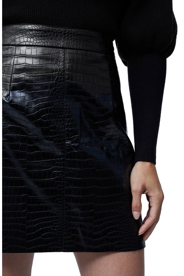 Croc Mini Skirt, Alternate, color, BLACK