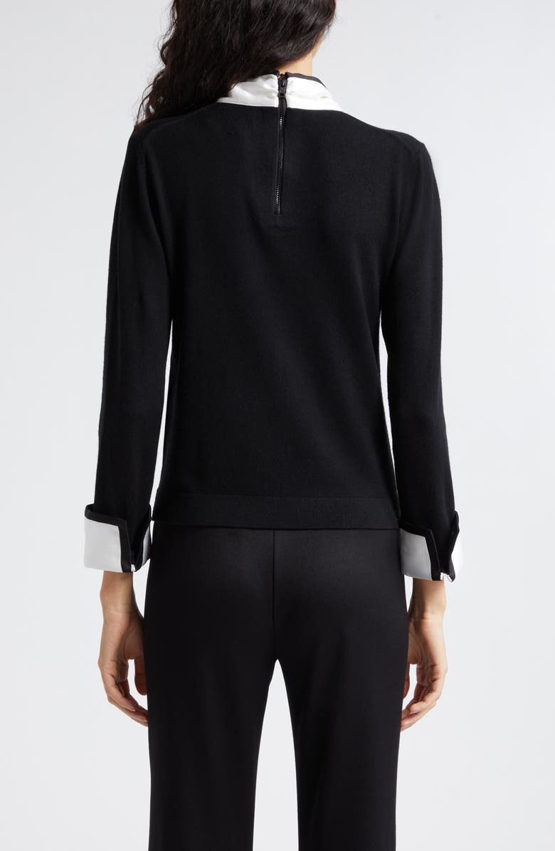 Alice + Olivia Justina Mixed Media Wool Sweater, Alternate, color, Black Combo